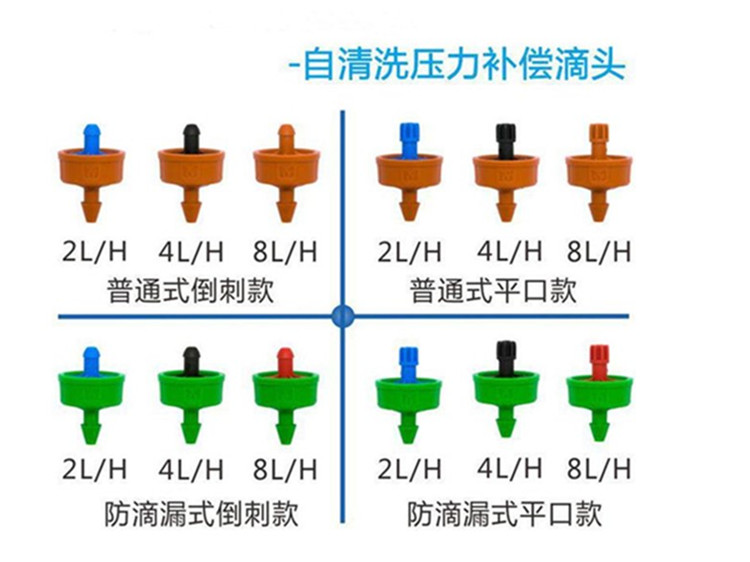 自清洗式压力补偿滴头自动滴灌